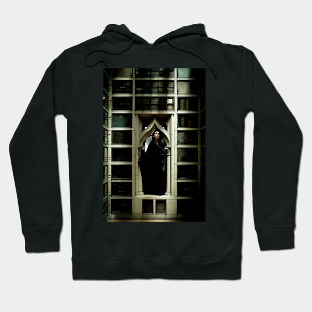 Dark Academia Alternative Gothic Model In Ancient Library Hoodie by penandbea